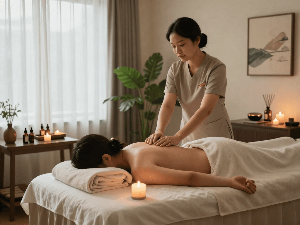 Experience a rejuvenating 화성출장안마 treatment in a tranquil spa setting with soothing elements.